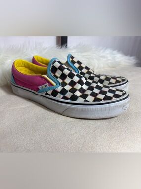 Vans Women/Men Checkerboard Slip-On Sneakers - Black, White, Pink, Yellow, Blue